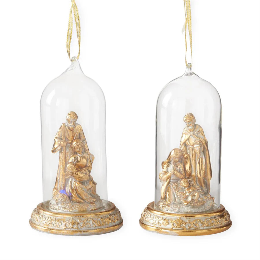 Gold Nativity Cloche Ornament