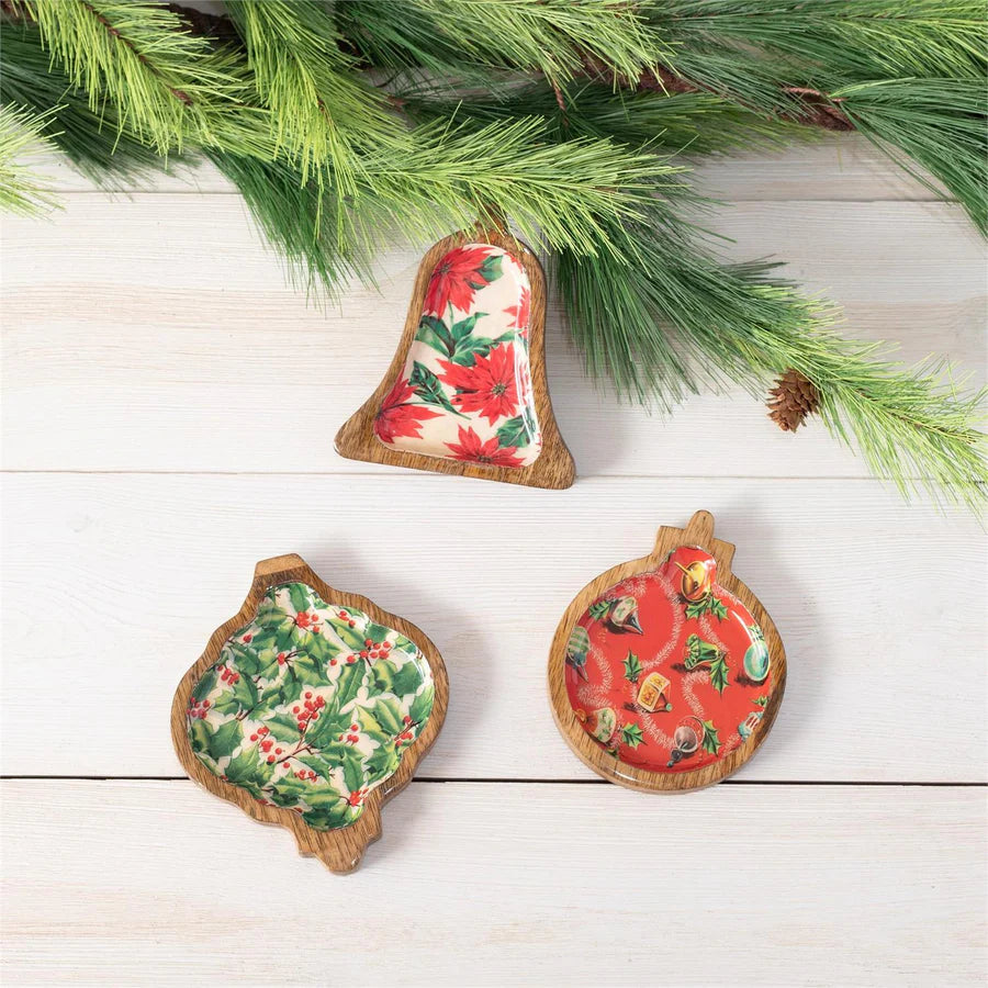 Example productChristmas Ornament Mango Wood Tray